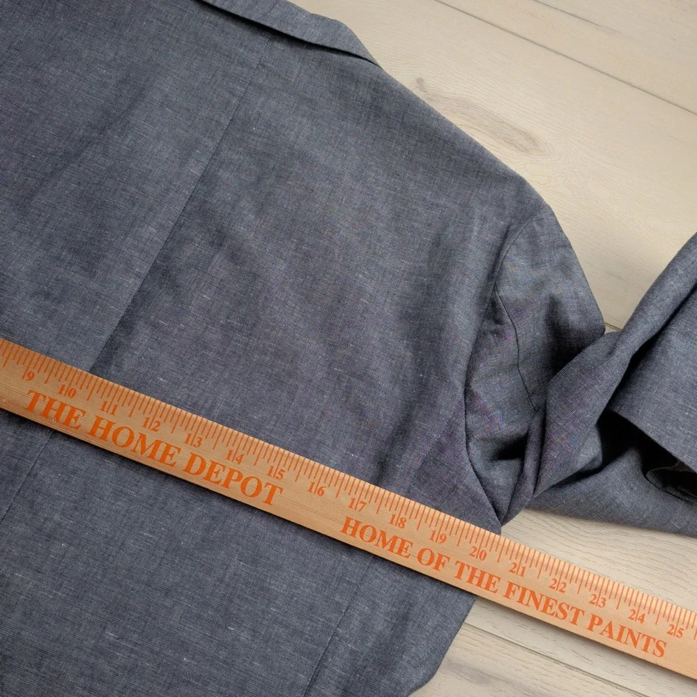 J.Crew Ludlow Blazer Mens 40R Blue Chambray Linen Cotton Unstructured Sport Coat
